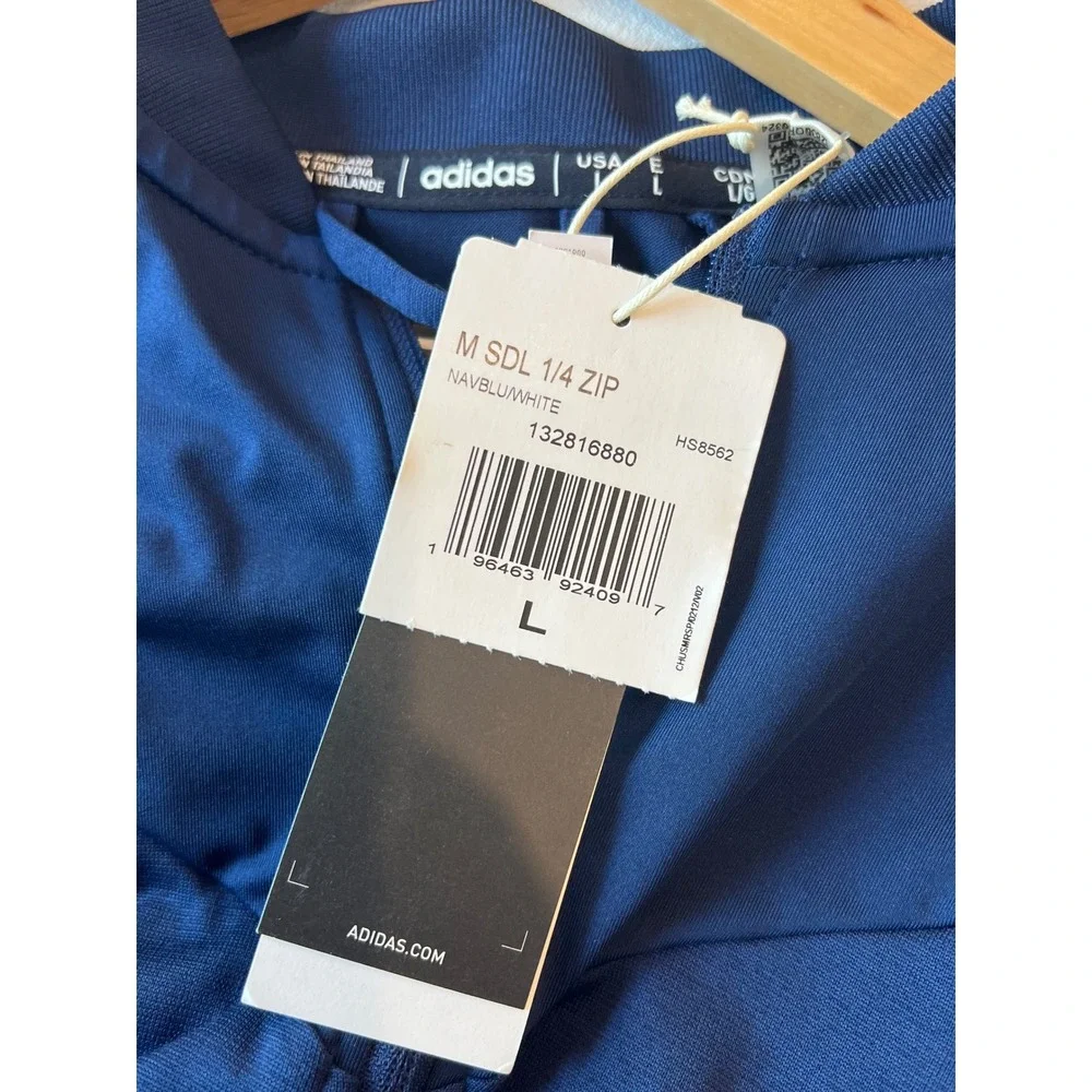 NWT adidas Mens Sideline Short Sleeve 1/4 Zip Shirt Navy Large active athletiC